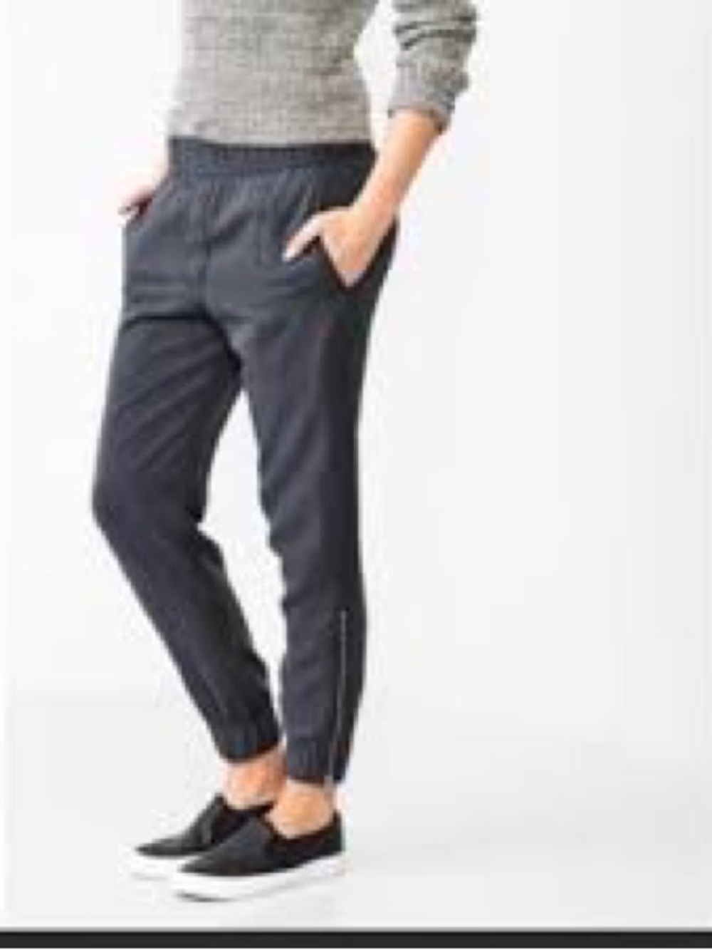 Gap TENCEL Lyocell Ankle Zip Jogger Pants Gray S